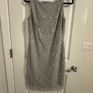 Lauren Elegant Lace Sleeveless Dress - Gray